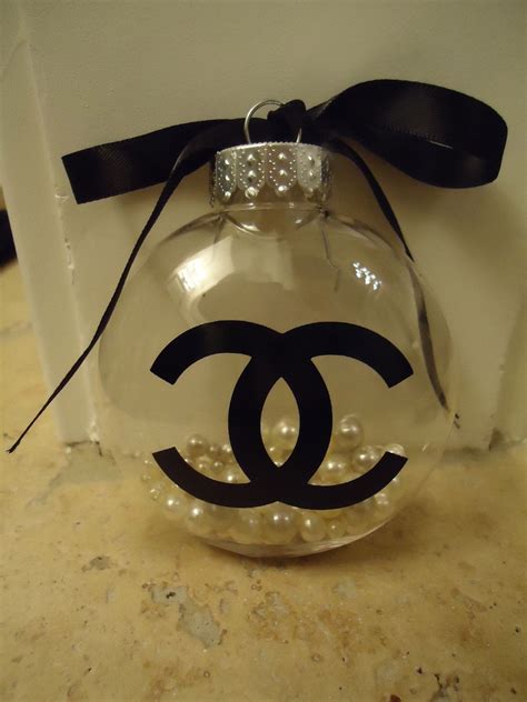 chanel inspired boxed set of ornaments|Chanel inspired christmas ornaments.